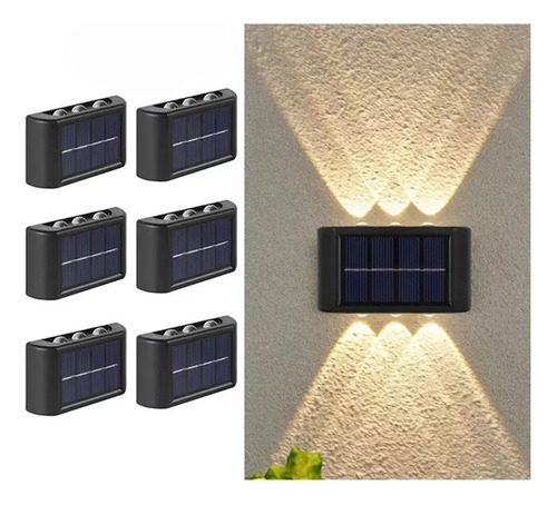 L Luz Solar Para Jardín Exterior, 6 Piezas, Lámpara De Pared