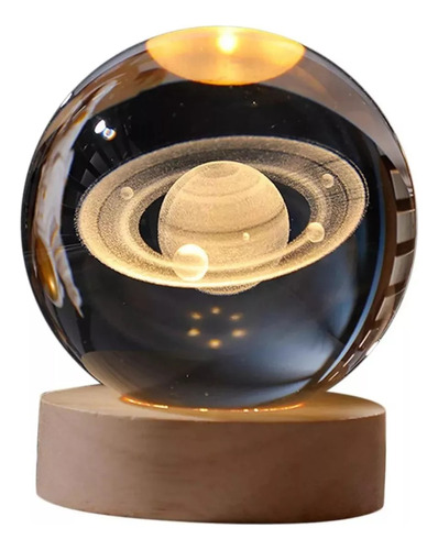 Luz De Noche, Bola De Cristal Imagen 3d Saturno Disponible