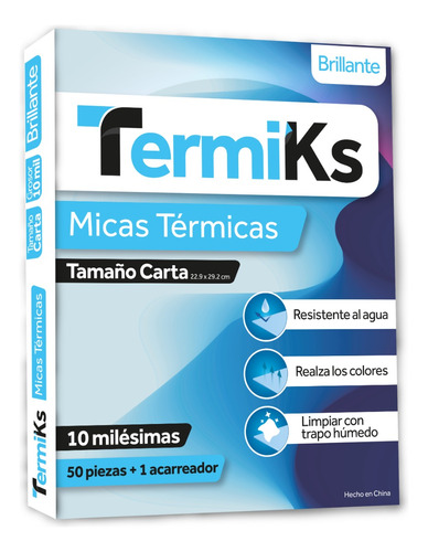 Mica Termica Tamaño Carta 10ml Termiks 50 Pzas + Acarreador