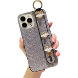 Funda Para iPhone 13 Pro Max Correa De Mano/aro Brillo Gris