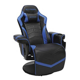 Silla Reclinable De Cuero Azul 35.04 X 30.71 X 44.88in