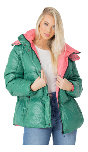 Jaqueta Feminina Nylon Extra Puffer Duas Cores