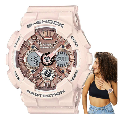 Relógio Casio G-shock Feminino Anadigi Rosa Gma-s120mf-4adr