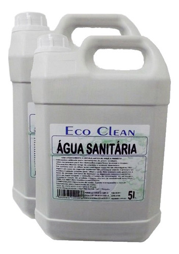 Água Sanitária Eco Clean 5 Litros Kit 2 Galões