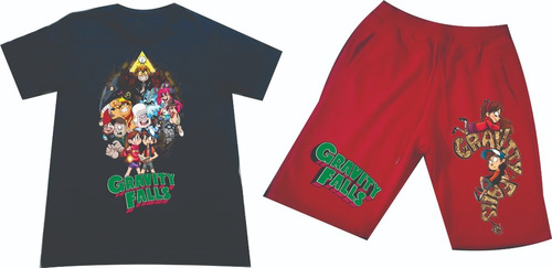 Conjunto Deportivo Gravity Falls Pantaloneta+camiseta  