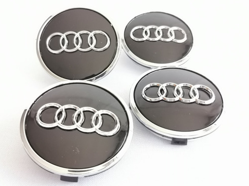 4 Tapas Para Rin Audi A1 - A8 Q1, Q3 61mm Black 