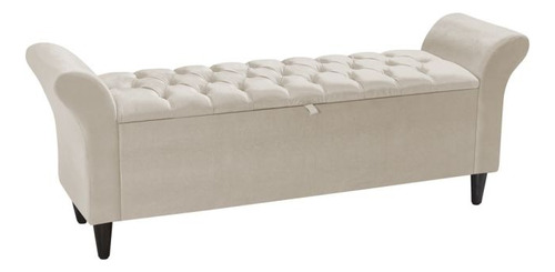 Baú Recamier Moderno Paris Detalhe Capitonê 130cm Cama Casal