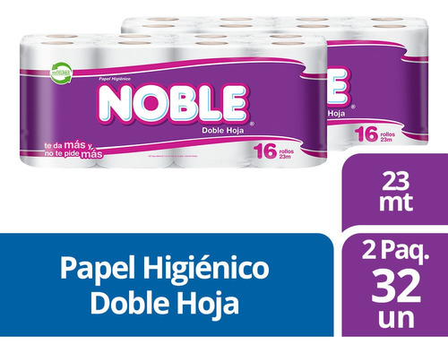 2 Paquetes Papel Higiénico Noble 16 Un 23 Mt