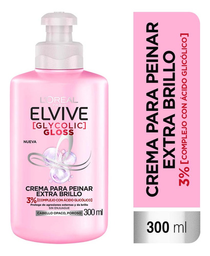 Crema Para Peinar Elvive Glycolic Gloss 300 Ml