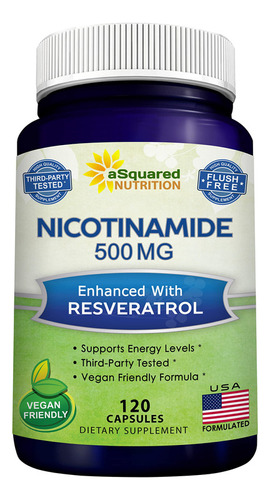 Asquared Nutrition Nicotinamida Con Resveratrol - 120 Cápsu Sabor Sin Sabor