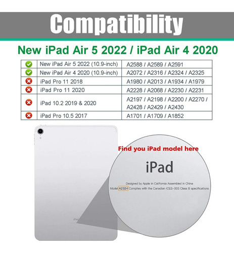 Funda For iPad Air 5.f/4.ª 10,9 Inches 2022 2020