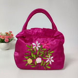 Bolso Tipo Bombonera Para Mujer, Bordado Con Flores Pequeñas