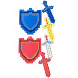 Set Escudo Espada Juguetes Armas Diamante Fuego Cubocraft