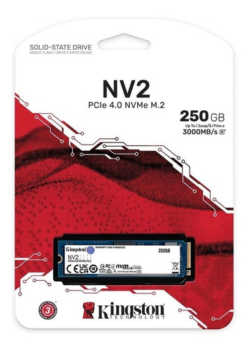 Ssd M.2 2280 Nvme Pci-e Gen 4x4 Kingston Nv2 250g 250gb