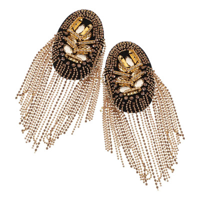 1 Par De Hombreras Con Borlas Doradas Y Diamantes De Imitaci