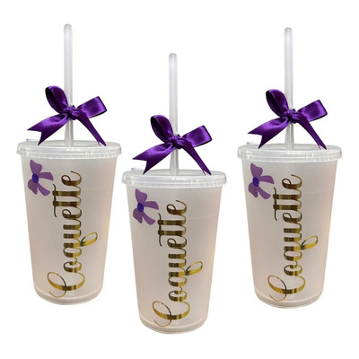 50 Vasos Coquette C\u002Fmoño Reusable+personalizados Con Nombre | Meses sin interés