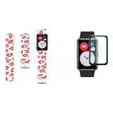 Kit Correa Compatible Huawei Watch Fit + Lamina Besos Rojos