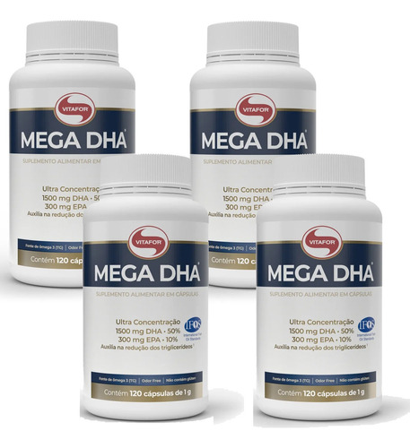 Kit 4x Mega Dha 120 Cápsulas - Vitafor