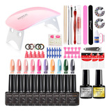 Conjunto Completo De Manicure Com Esmalte Para Unhas+luz Led