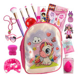 Kit Maquiagem Infantil + Mochila Bolsinha Unicórnio Presente