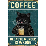 Cartel Metálico Vintage Para Cocina  Café De Gato Retro 