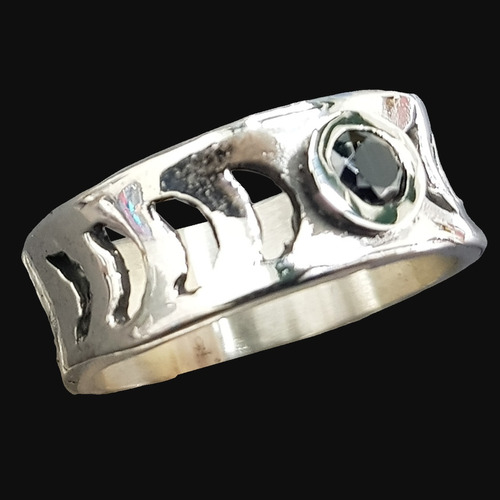 Anillo Wicca Fases De La Luna Plata Y Piedra 6 Gr Art 1035