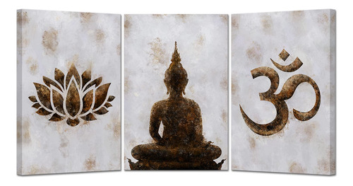3 Paneles De Arte Rustico Para Pared, Pinturas De Buda, Impr