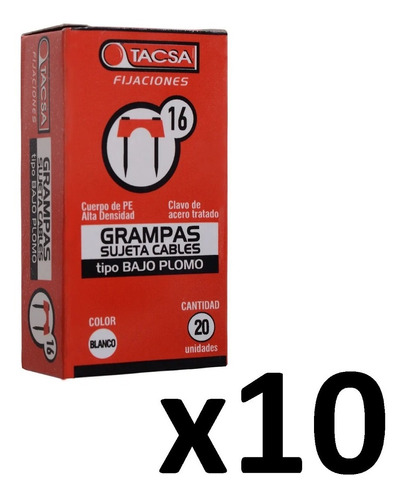 Grampas Sujeta Cable Tacsa N° 16 Tipo Bajo Plomo X10 Cajas