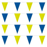 Tira Banderín Azul Rey Y Amarillo 50m Polietileno Triangular