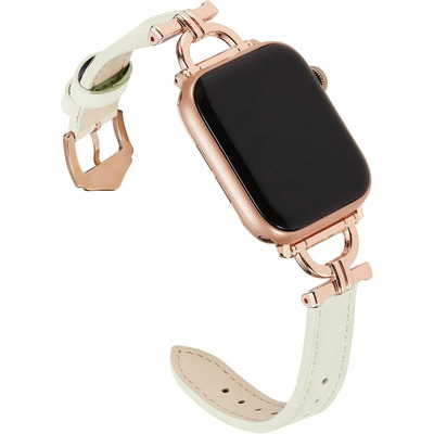 Correa De Piel Auténtica Compatible Con El Apple Watch De Mu