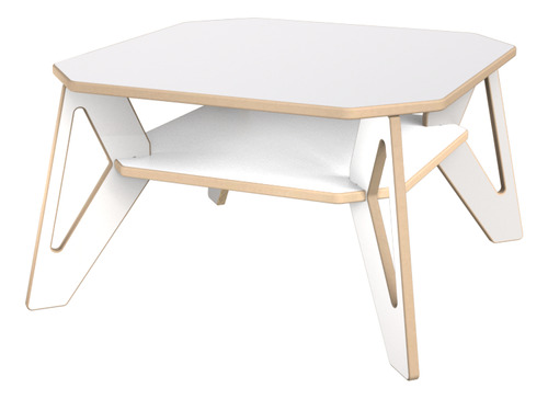 Mesa Ratona Para Living, Moderna, Patas Triangulares, Blanca