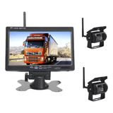 2 Cámara De Visión Trasera Inalámbrica 12v-24v Monitor 7 