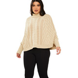 Poncho Capa Tricot Pelerine Inverno Frio Gola Alta Tr8640