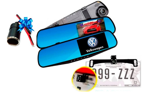 Espejo Retrovisor Dvr Pantalla 4.3, 2camaras Logo Volkswagen