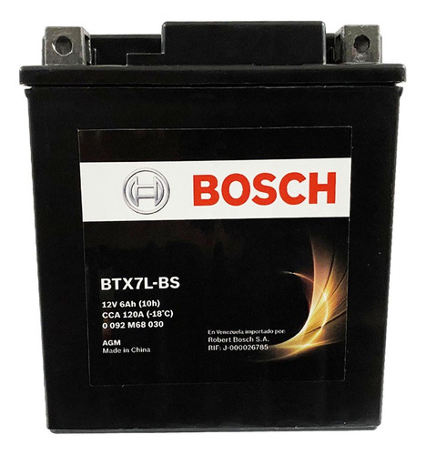 Bateria Moto Bosch Btx7l Para Honda Cb190r