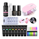 Kit De Extensión Luminoso De Gel De Uñas De 16 Piezas Con Mi