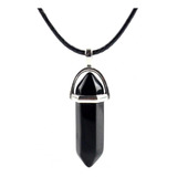 Collar Dije Péndulo Piedra Natural Obsidiana Hombre Y Mujer