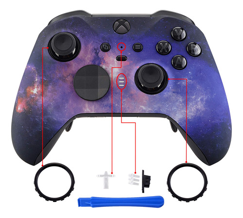 Carcasa Y Anillos Para Control Xbox One Elite Galaxia Nebula