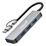 4 Puertos Hub Usb Adaptador Para Laptop Usb 3.0 Tipo C 5gbps