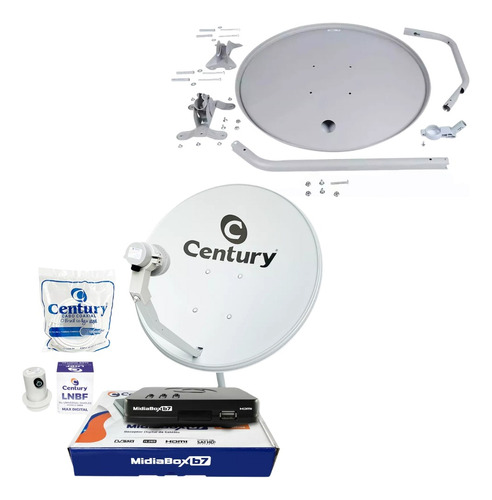 Kit Century Parabólica Digital Ku Midia 60cm Box Midiabox B7