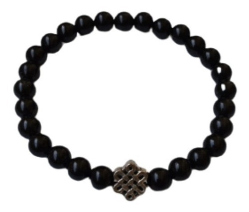 Pulsera De Piedra Natural Turmalina Negra Nudo Celta