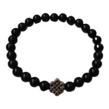 Pulsera De Piedra Natural Turmalina Negra Nudo Celta