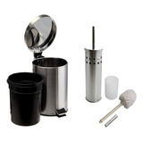 Set Tacho Basura Acero Inox. 5 L+ Cepillo Baño - Sheshu Home