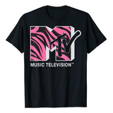 Polera Gráfica Con Logotipo De Cebra Rosa Y Negro De Mtv C