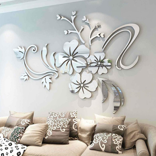 Pegatinas De Pared Navideñas Espejo Tridimensional Flor Vid