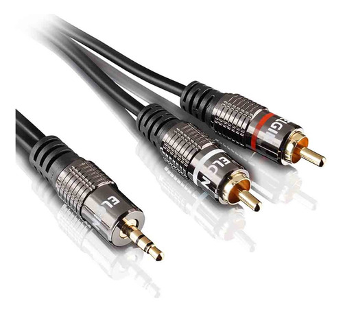 Cabo P2 Stereo 2 Para 2 Rca Metal 1,8 Metros