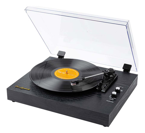 Tocadiscos De Vinilo Retro Portátil Con Bluetooth Negro