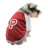 Chamarra Universitaria Perro Guinda Blanco Talla 2 Pet Pals