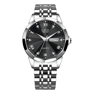 Reloj De Cuarzo Lige Lg89109f De Acero Impermeable Para Hombre En Color Plateado Negro