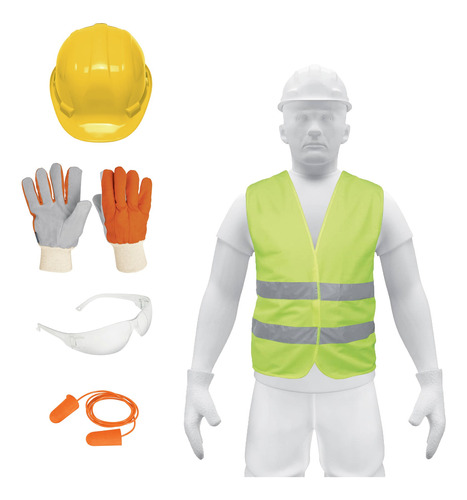 Seguridad Amarillo(chaleco, Guantes, Lentes, Tapones, Casco)